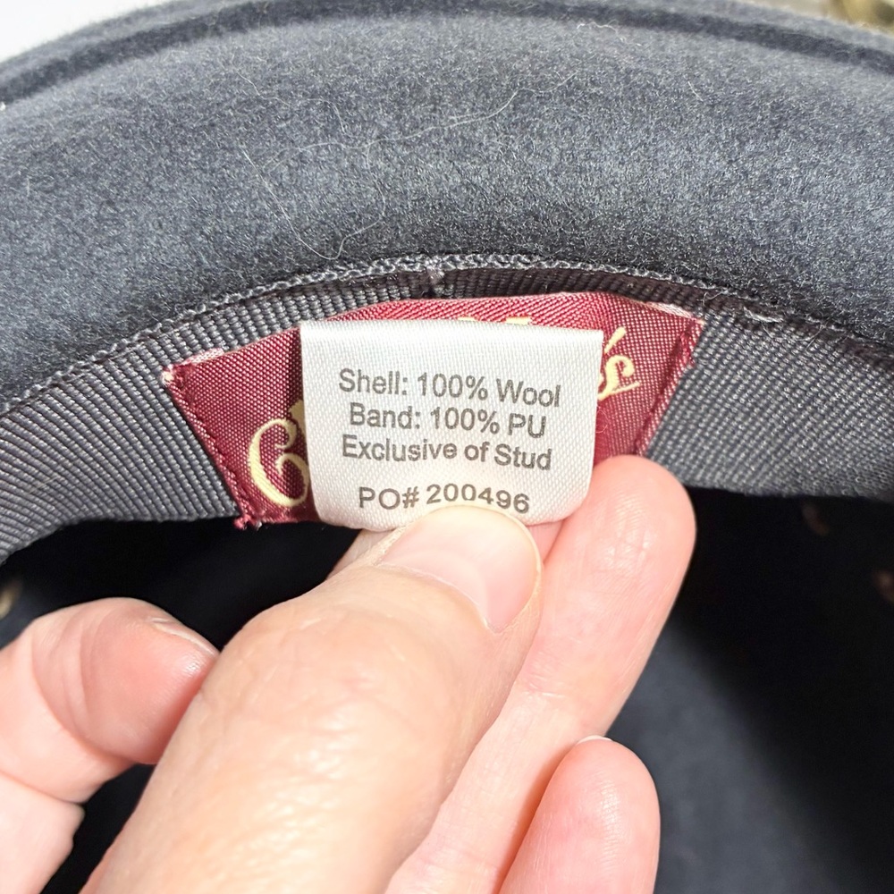 Cha Cha’s House Of Ill Repute Diamond Stitched Studded Wool Fedora Gray OS - Picture 8 of 10